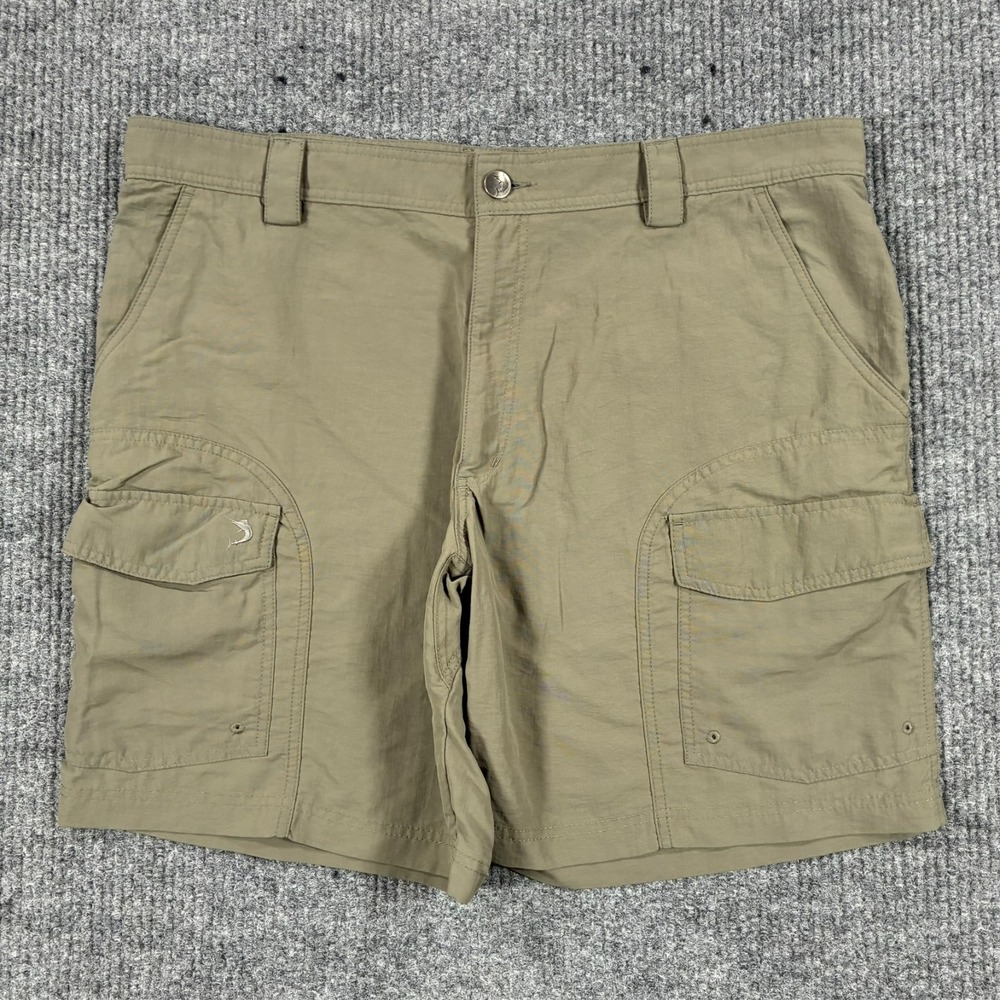 Reel Legends Mens Size 40 Khaki Cargo Fishing Shorts Nylon Outdoor Pockets